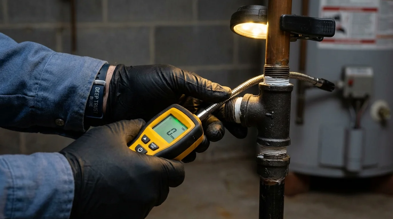 Gas leak detection with electronic sniffer by Johns Plumbing LLC in Paonia