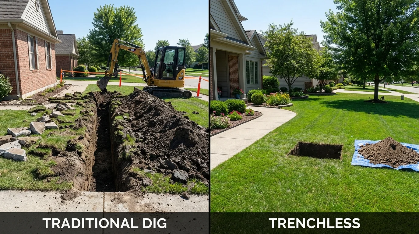 Trenchless sewer repair with minimal yard damage versus traditional excavation in Paonia, CO